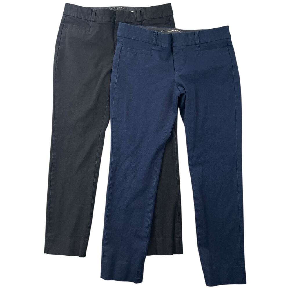 2 Pairs Banana Republic Sloan Fit Petite Pants Black and Navy Slim Ankle - 2P